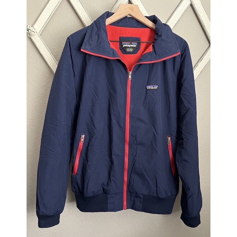 Patagonia Men’s L Shelled Synchilla Jacket Fleece Lining - Navy Blue/Red